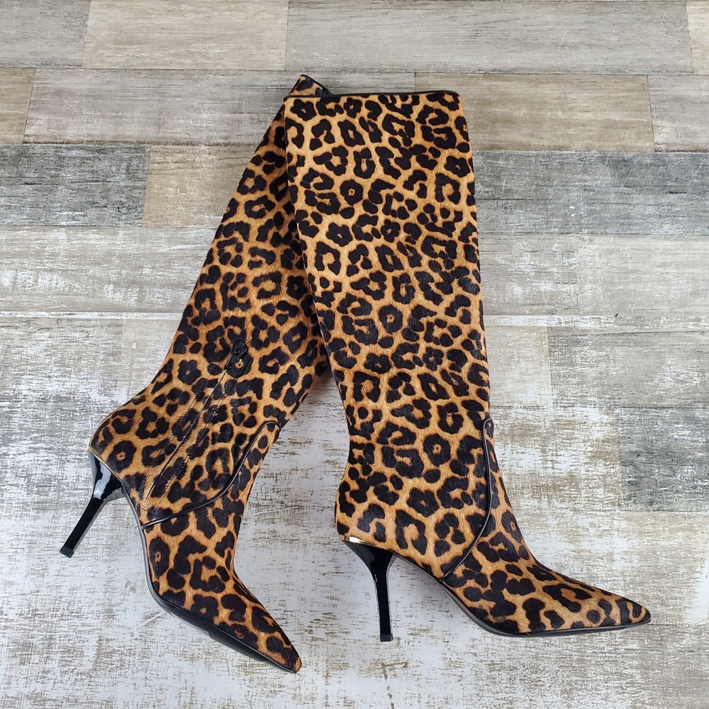 Michael Kors Katerina Womens Knee-High Boots Sz 5.5 Booties Leopard